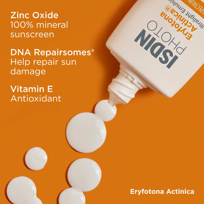 Eryfotona Actinica SPF 50+ | Mineral Sunscreen for Face with Zinc Oxide | 100% Mineral UV Filters | No White Cast, Suitable for Sensitive Skin, Dermatologist Recommended