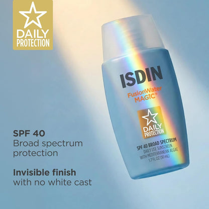 Fusion Water MAGIC SPF 40, Lightweight Sunscreen For Face with Hyaluronic Acid and Vitamin E, Ideal for Daily Use, Dermatologist Recommended, Fast Absorbing and Non-Comedogenic